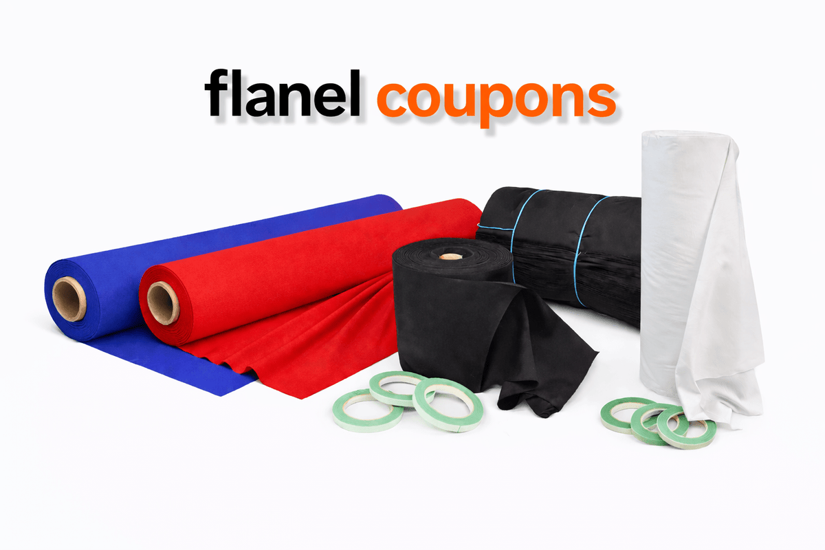 Deco molton flanel restpartij – flanel coupons in blauw, rood, zwart en wit met tape