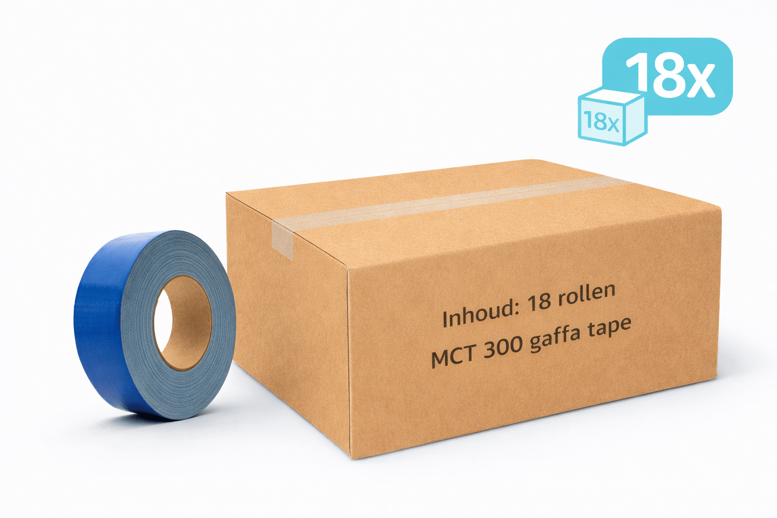 18x MegaTape MCT 300 · Gaffa tape · 50 mm · blauw · rol 50m - Megatape MCT300 - 3BUTE