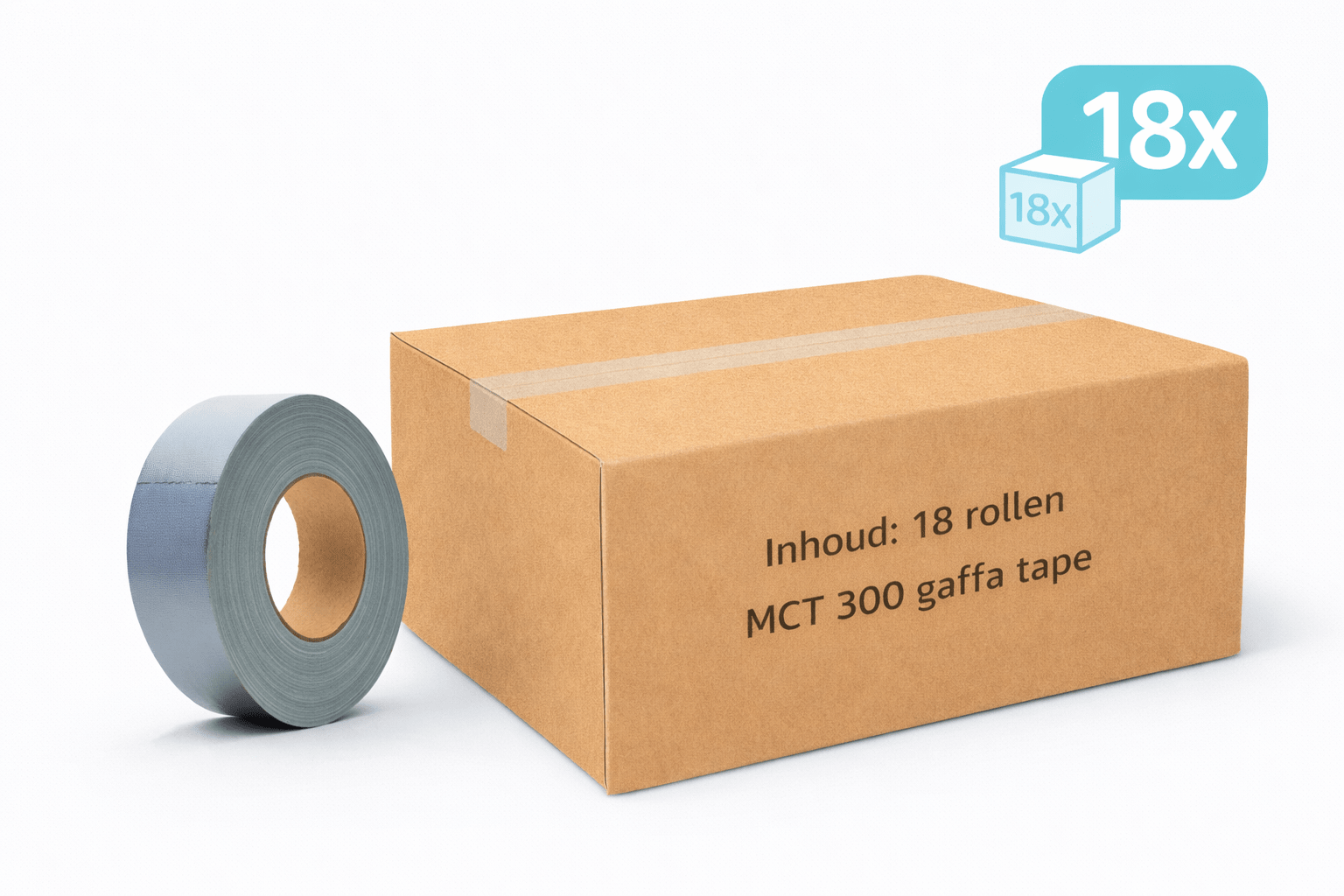 18x MegaTape MCT 300 · Gaffa tape · 50 mm · grijs · rol 50m - Megatape MCT300 - 3BUTE