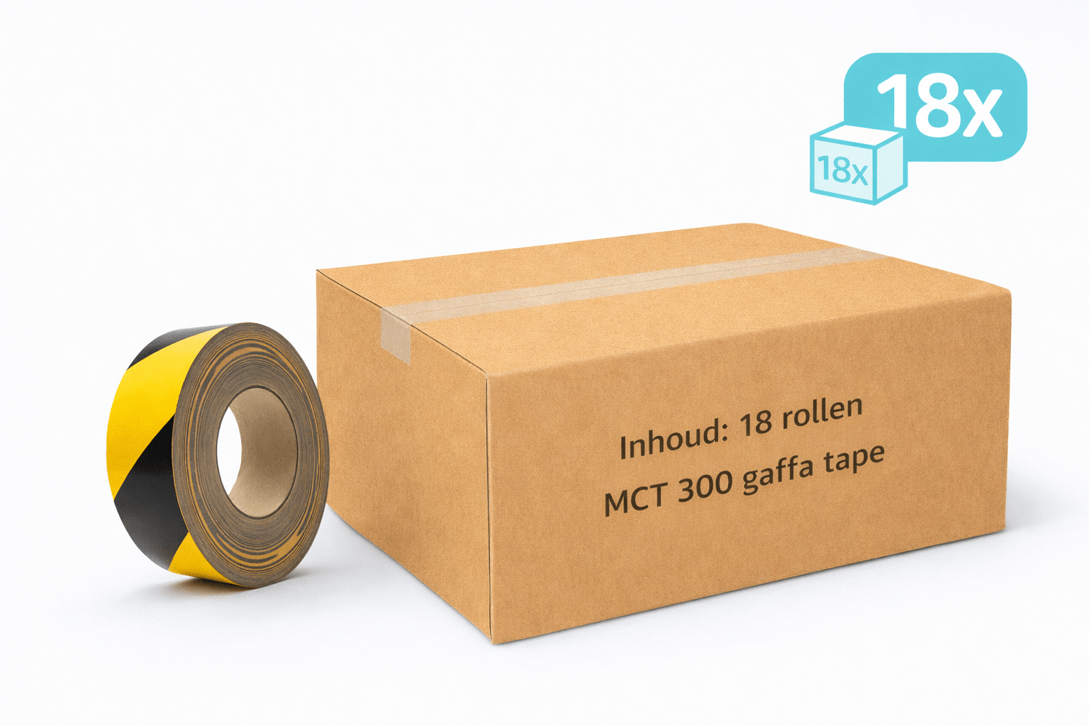 18x MegaTape MCT 300 · Gaffa tape · 50 mm · hazard · rol 50m - Megatape MCT300 - 3BUTE