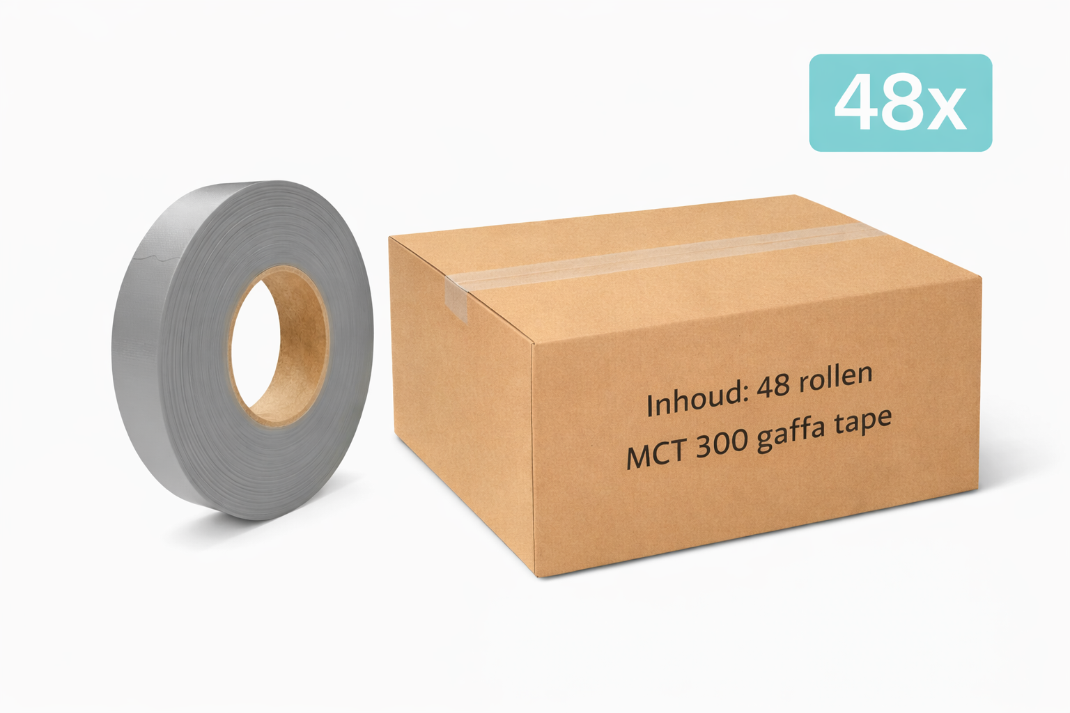 48 rouleaux de ruban adhésif MegaTape MCT 300 (19 mm, gris, 50 m) · 19 mm d'épaisseur