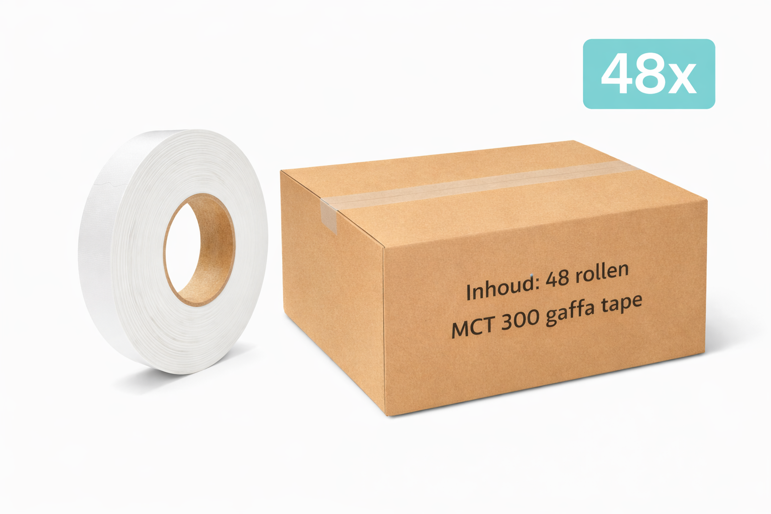 48 rouleaux de ruban adhésif toilé MegaTape MCT 300, blanc, 19 mm, 50 m