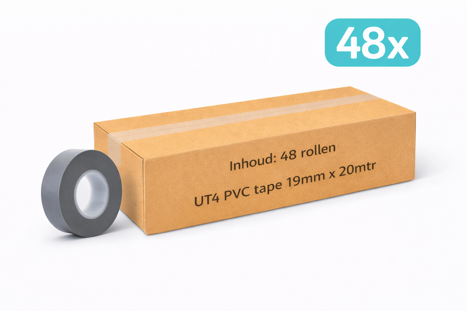 48x MegaTape UT4 · PVC tape · 19 mm · grijs · 20 m rol - Megatape UT4 - 3BUTE